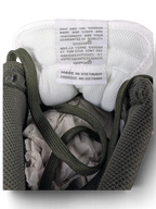 JAKE & IPI Nike Dunk High Cargo Khaki sneaker interior showing white tongue label and green mesh lining