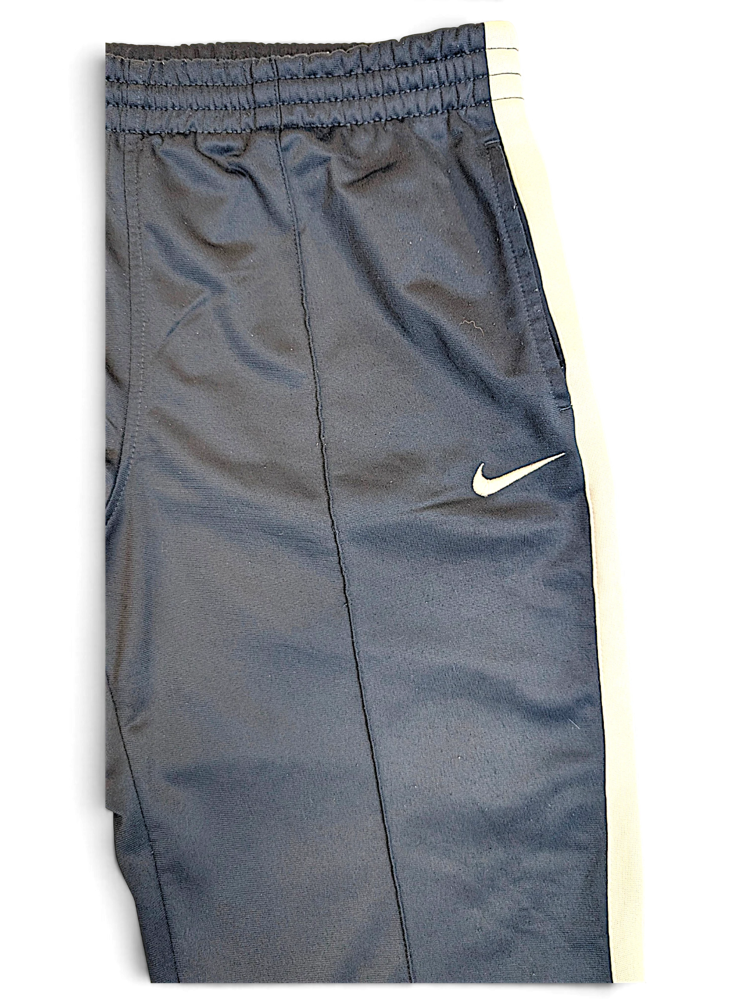 JAKE & IPI Nike navy track pants with white side stripe and embroidered Swoosh logo