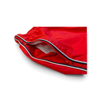 JAKE & IPI Nike red track pants featuring a zippered pocket with black and white side stripe detailing.