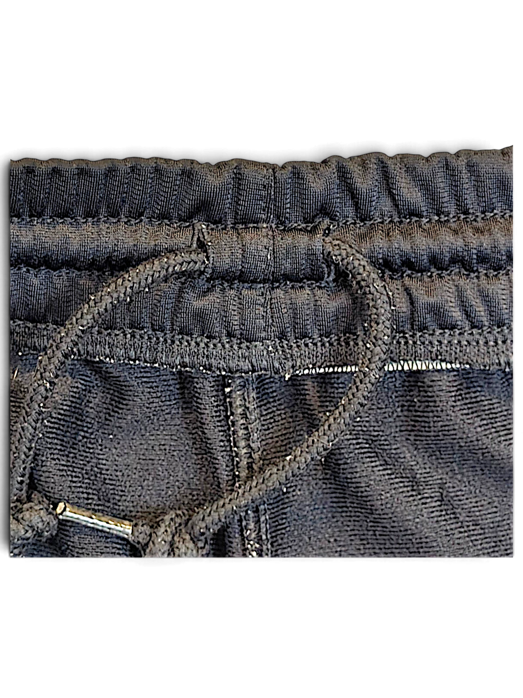 JAKE & IPI Nike grey and black polyester track pants featuring an elasticated waistband with a drawstring detail.