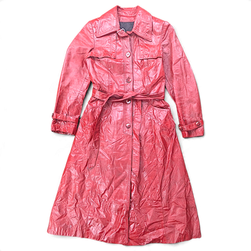JAKE & IPI Opera Montreal red genuine leather trench coat with belt, collar and buttoned cuffs
