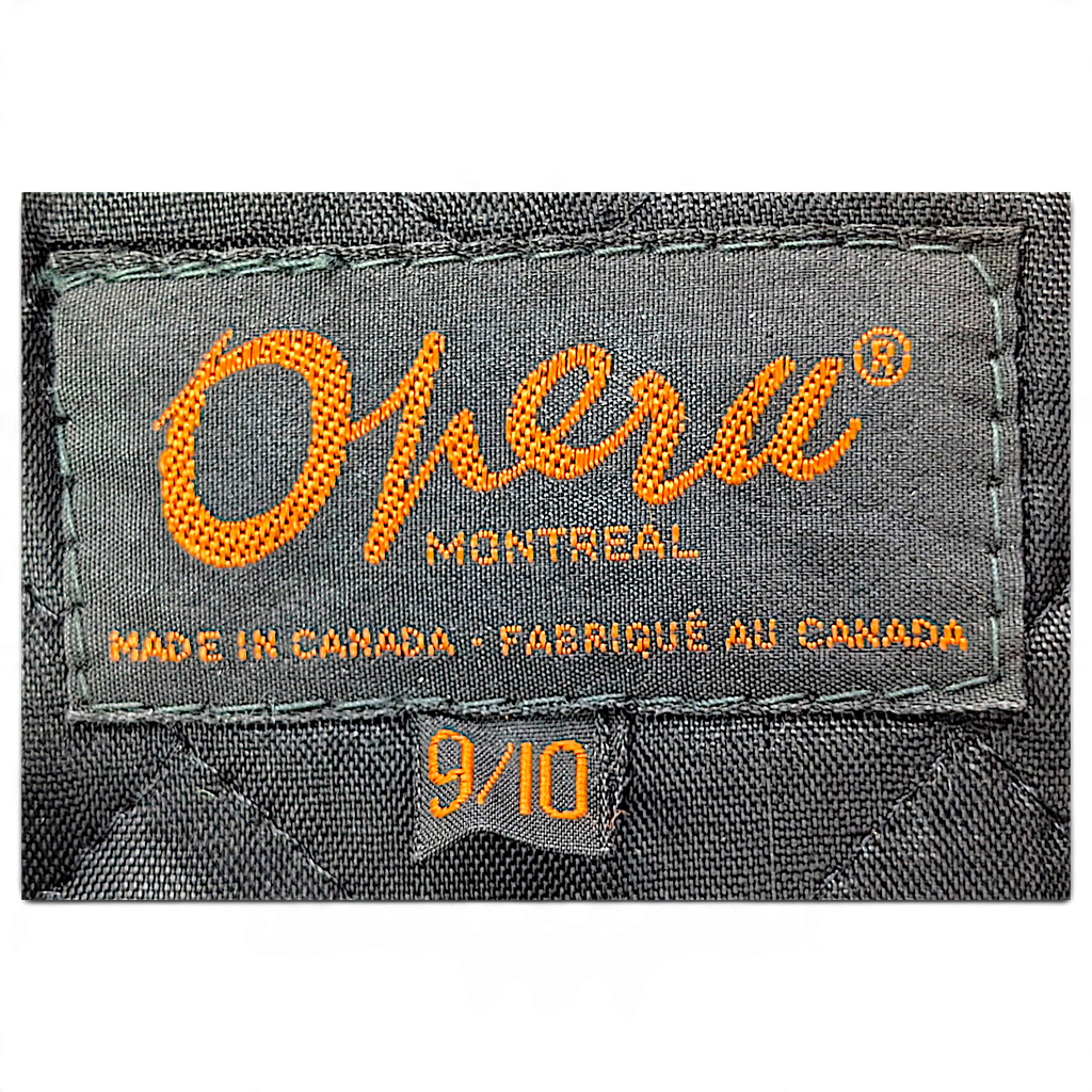 JAKE & IPI Opera Montreal -takin musta tikattu vuori ja oranssi tuotemerkki, koko 9/10, valmistettu Kanadassa.
