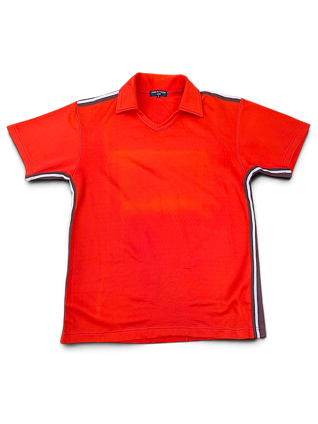 Orange-red Comme des Garçons Homme AD2004 polo shirt from Ibe's archive, front view