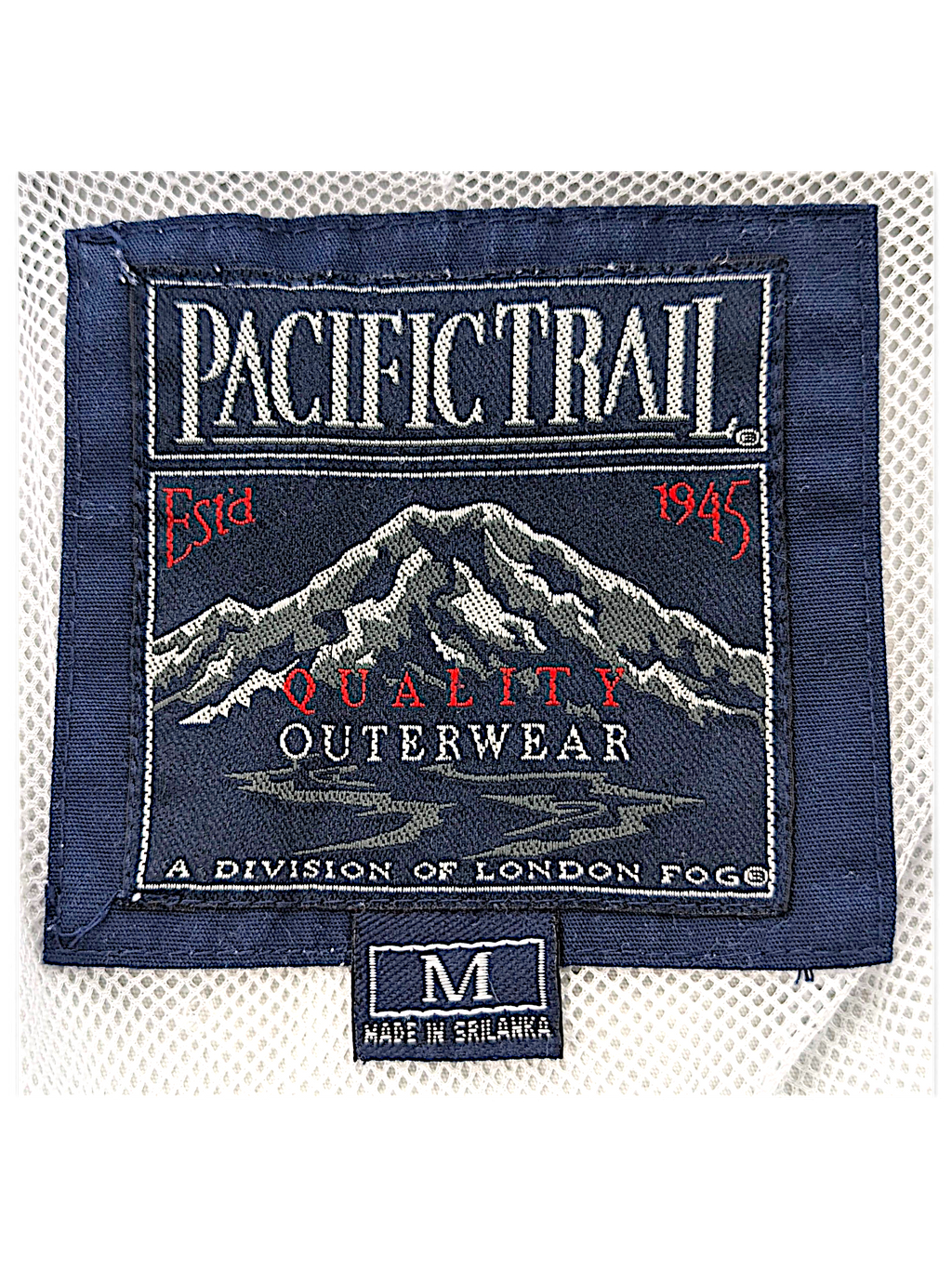 Pacific Trail White Drawcord Windbreaker – M; detail view showing fabric, construction, label or condition (image 6 of 8).
