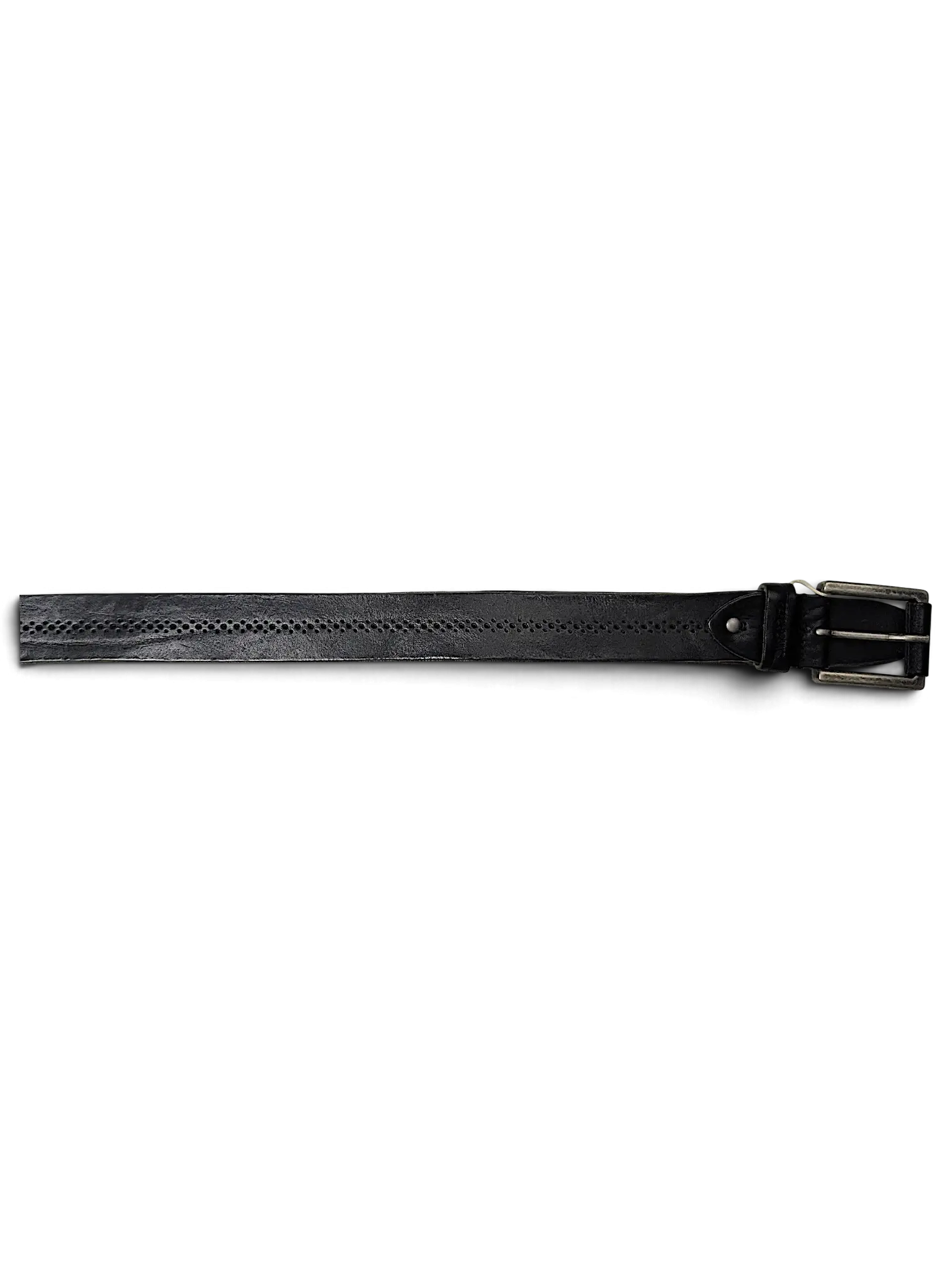 JAKE & IPI Pepe Jeans black leather belt with perforated detailing and a silver-tone metal buckle
