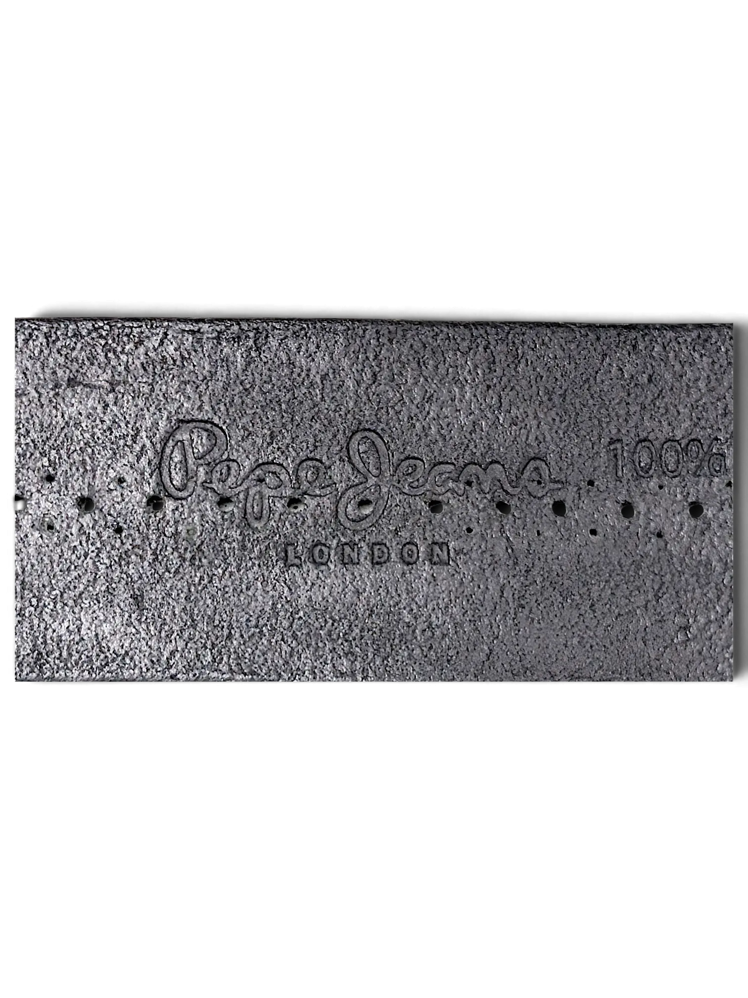 JAKE & IPI Pepe Jeans black leather belt featuring embossed logo and 100% leather stamp detail