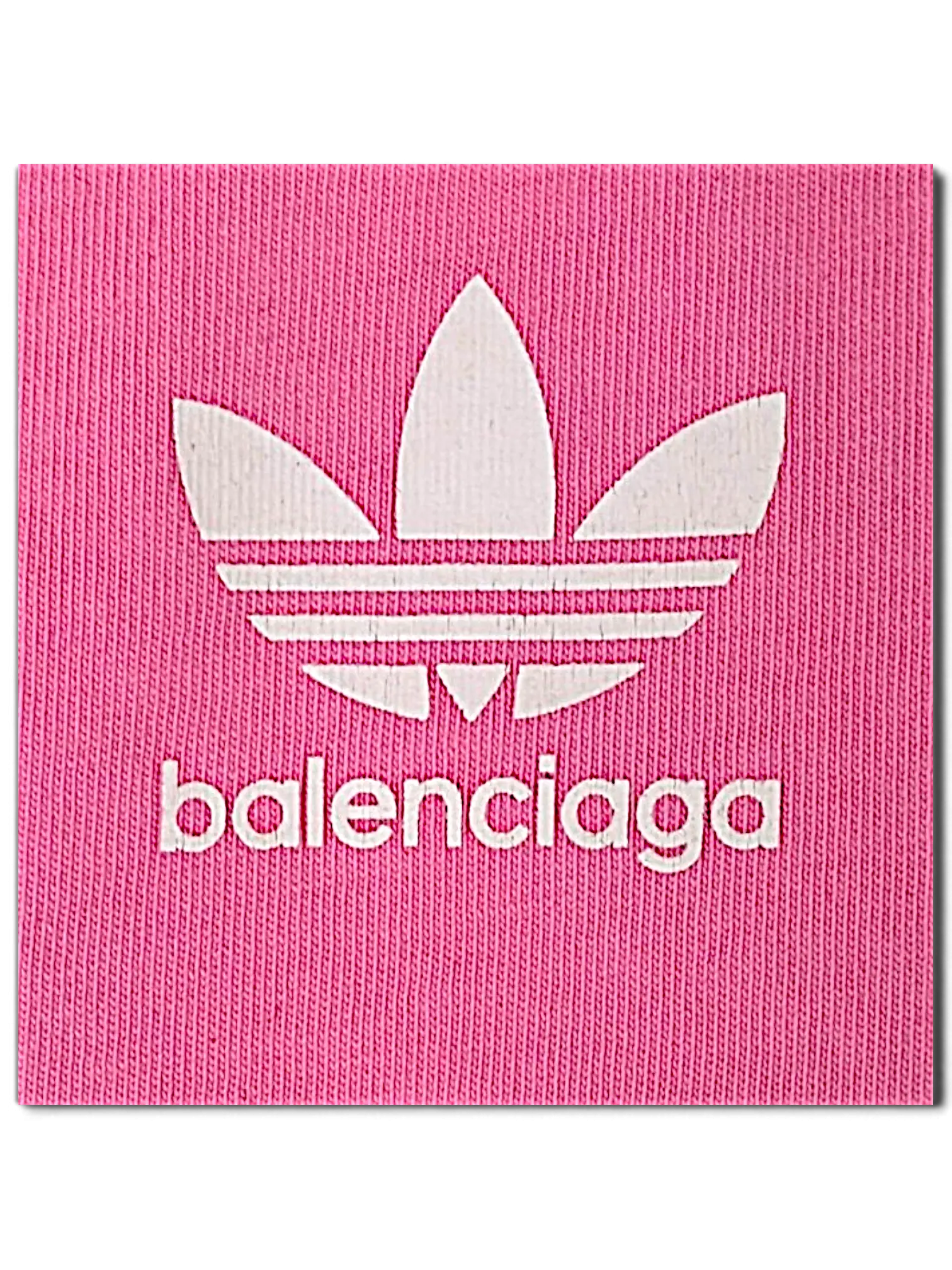JAKE & IPI pink Balenciaga x Adidas cotton T-shirt featuring a white trefoil logo and brand text detail