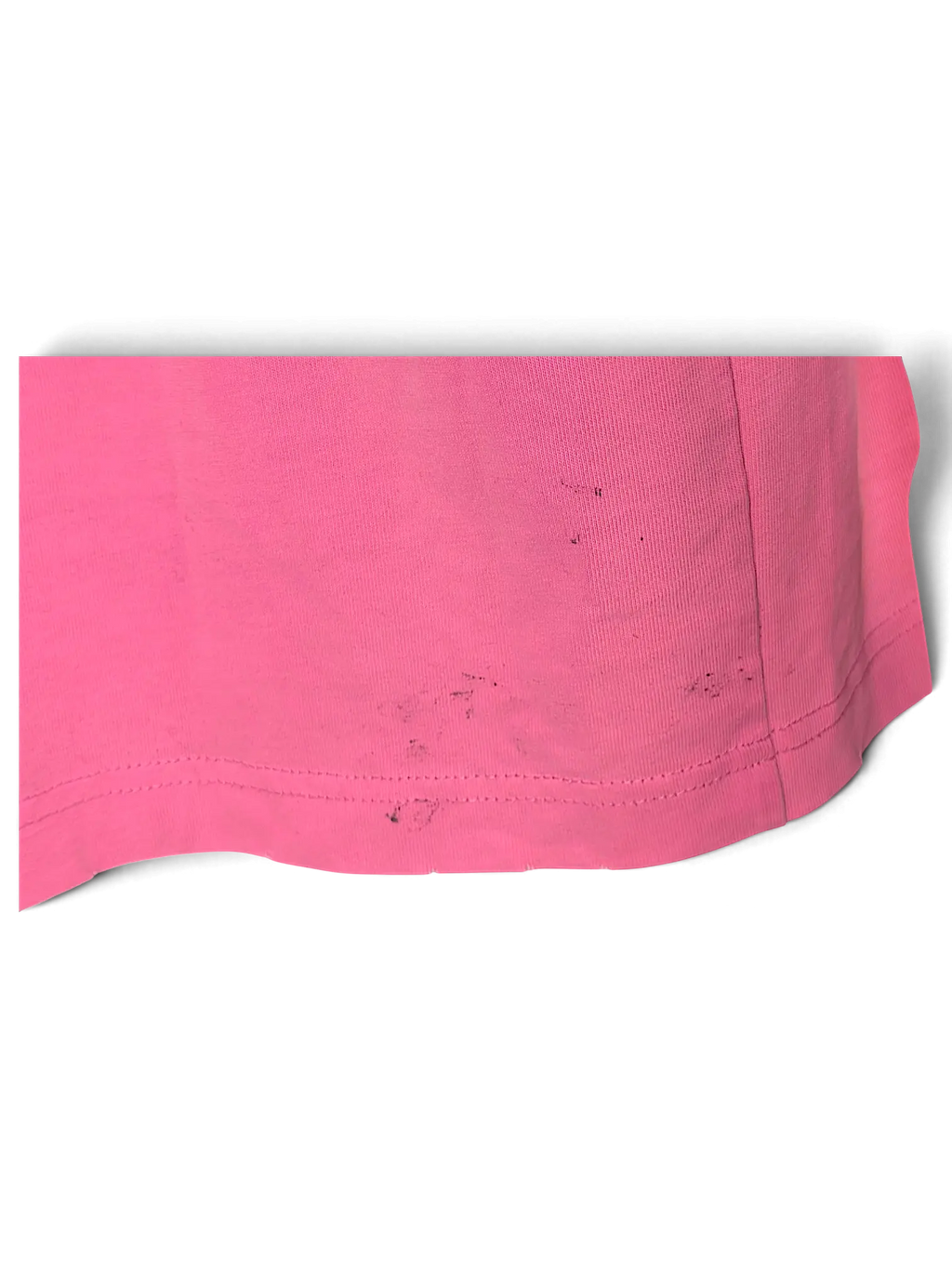 JAKE & IPI pink Balenciaga x Adidas cotton T-shirt hem detail showing fabric texture and stitching