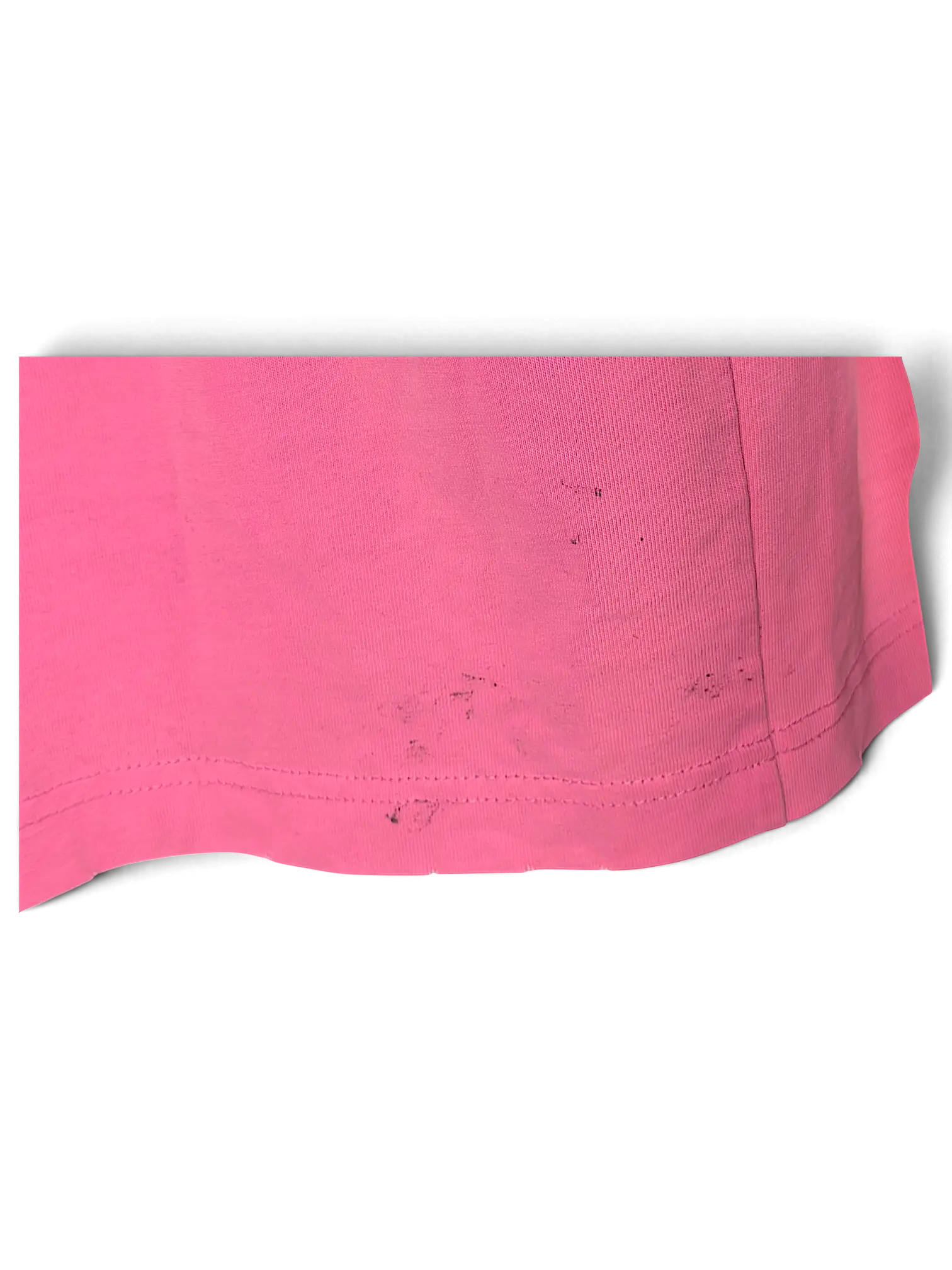 JAKE & IPI pink Balenciaga x Adidas cotton T-shirt hem detail showing fabric texture and stitching