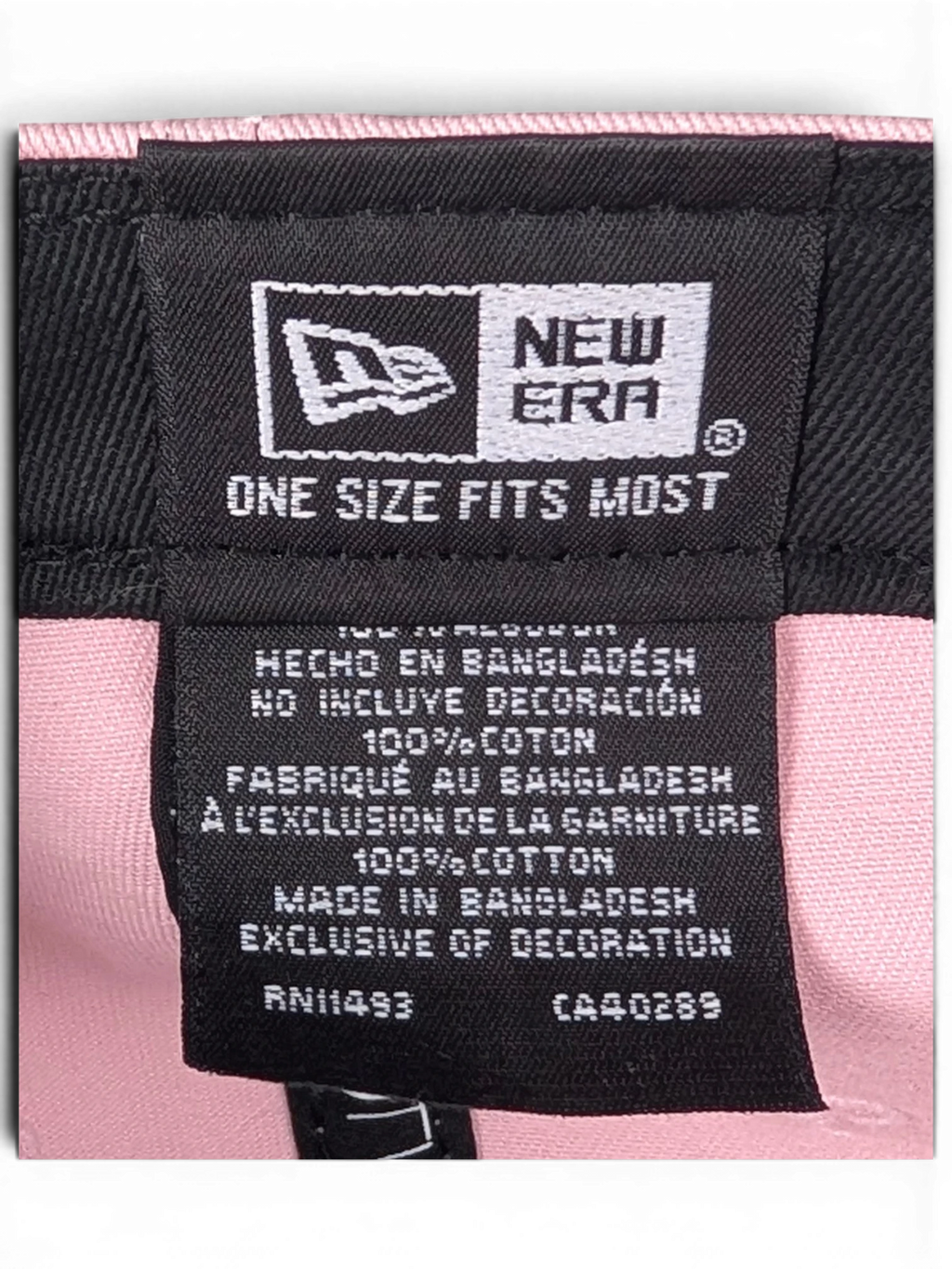 JAKE & IPI pink New Era 9TWENTY cap interior showing cotton fabric and branded inner taping