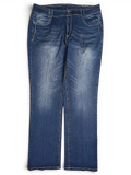 JAKE & IPI Wallflower Plus Long 20 dark blue denim jeans with whiskering and contrast stitching
