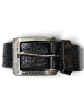 JAKE & IPI PME Legend black leather belt featuring a distressed metal buckle with engraved branding