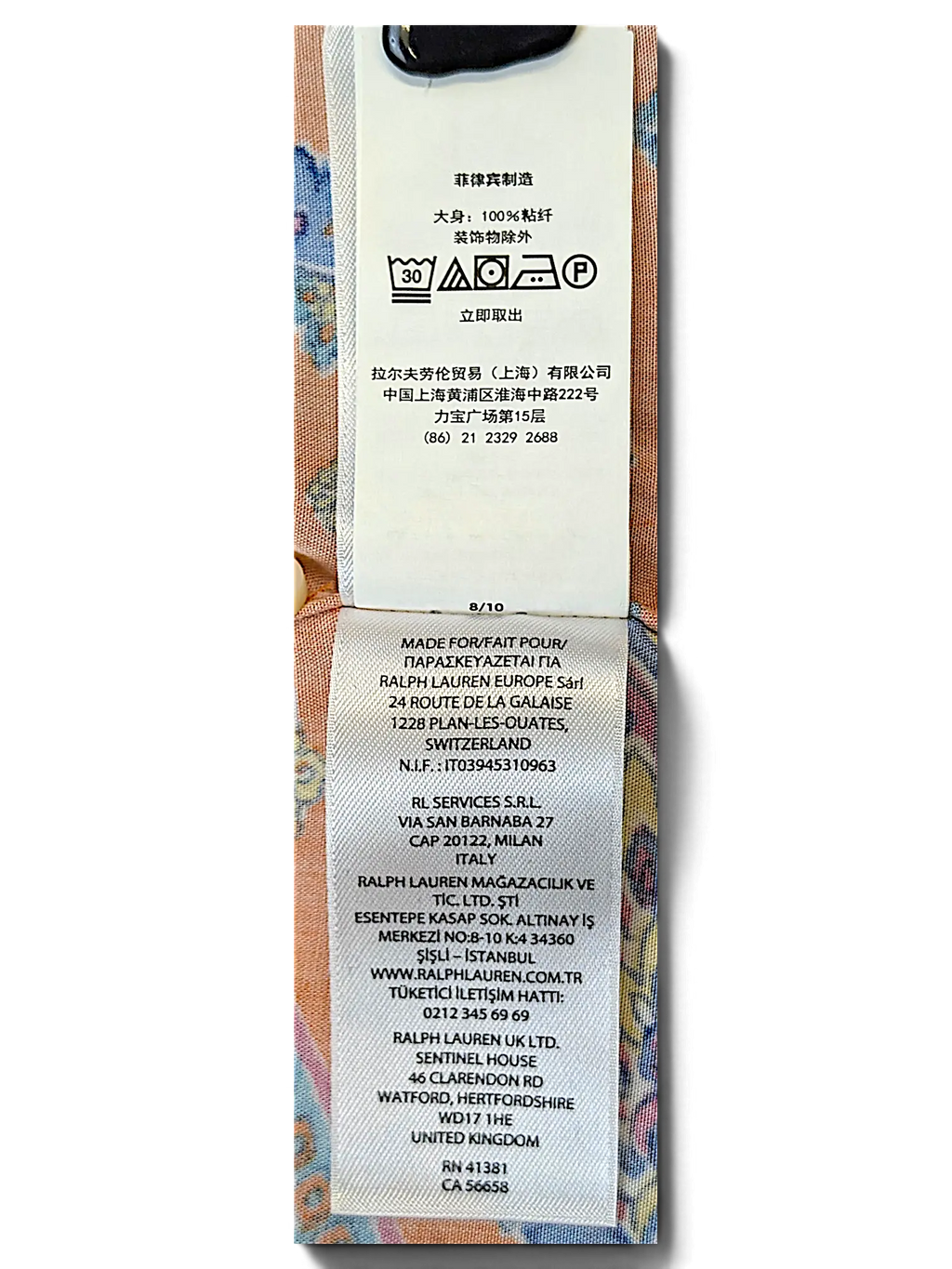 JAKE & IPI IBE Polo Multicolor Shirt interior garment care and origin label with laundry instructions
