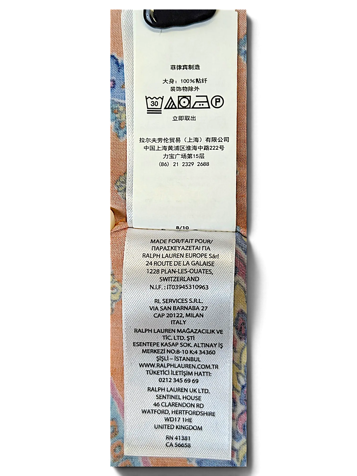 JAKE & IPI IBE Polo Multicolor Shirt interior garment care and origin label with laundry instructions