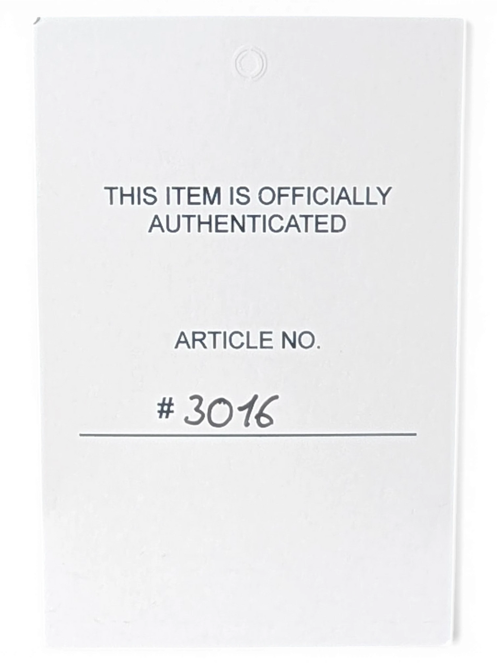JAKE & IPI authentic Reusch for Prada glove authentication tag with article number 3016 on white cardstock