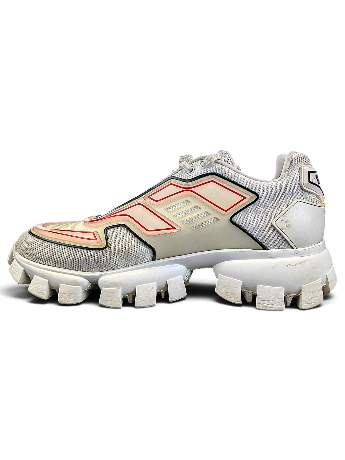 Prada Cloudbust Thunder sneakers showing layered rubber overlays and lug soles