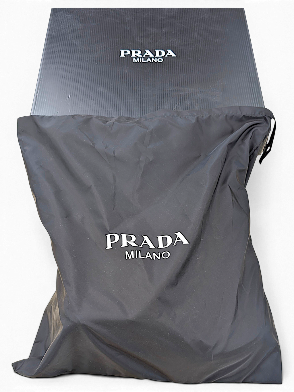 Prada Cloudbust Thunder black dust bag and original Prada box