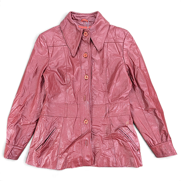 Vintage Red Genuine Leather Jacket Made in Uruguay – 14 – front view.