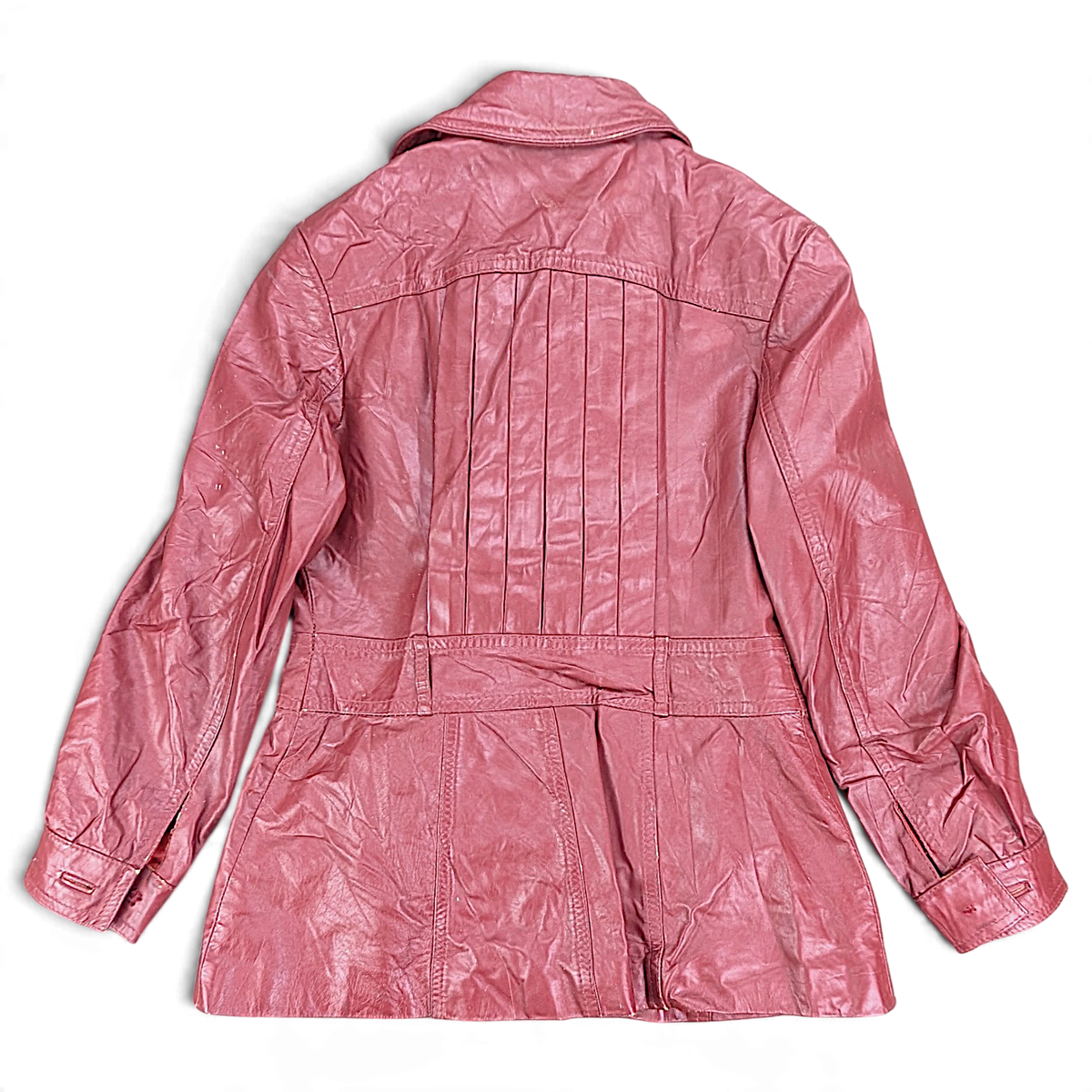 Vintage Red Genuine Leather Jacket Made in Uruguay – 14 – back view.