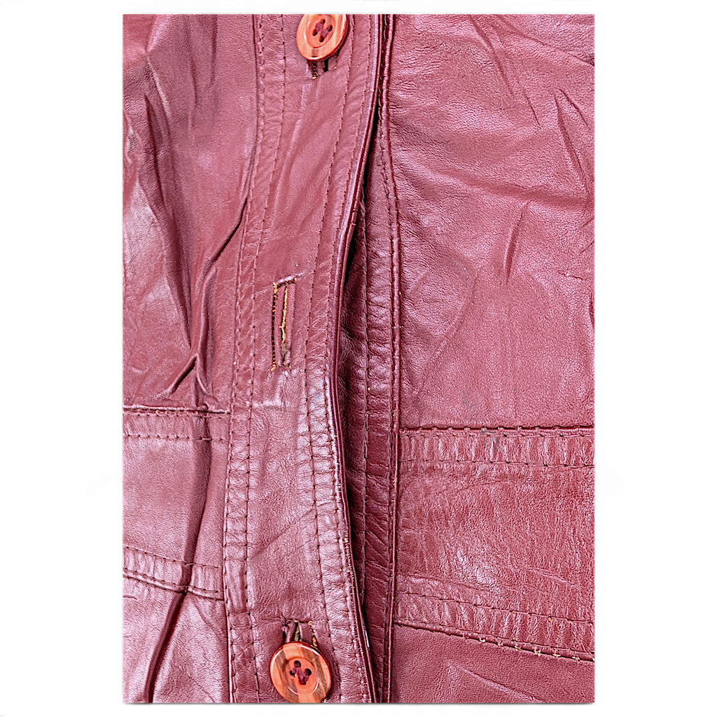 Vintage Red Genuine Leather Jacket Made in Uruguay – 14 – front opening.