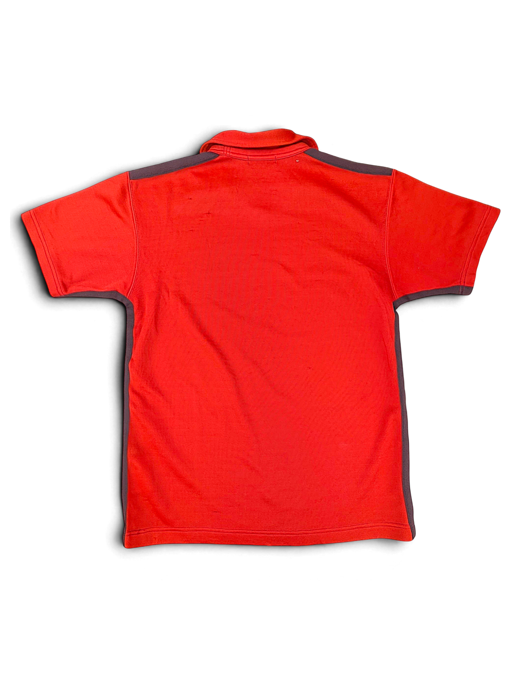 Comme des Garçons Homme orange-red polo shirt with contrast panels, back view