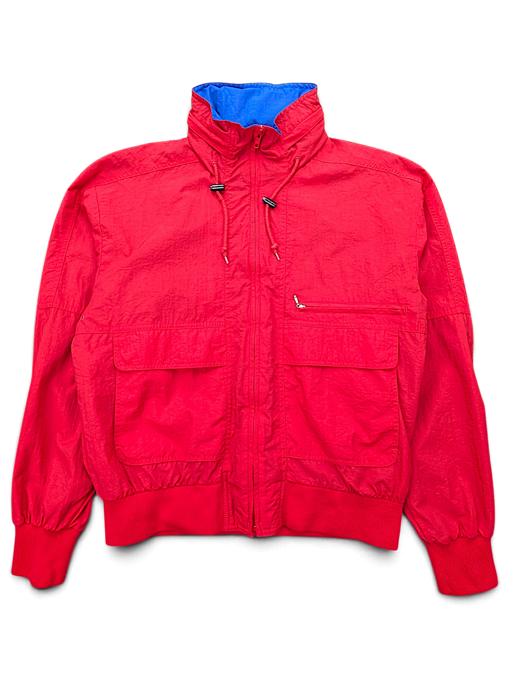 Pacific Exposure Red Hooded Windbreaker; front view (image 1 of 5).