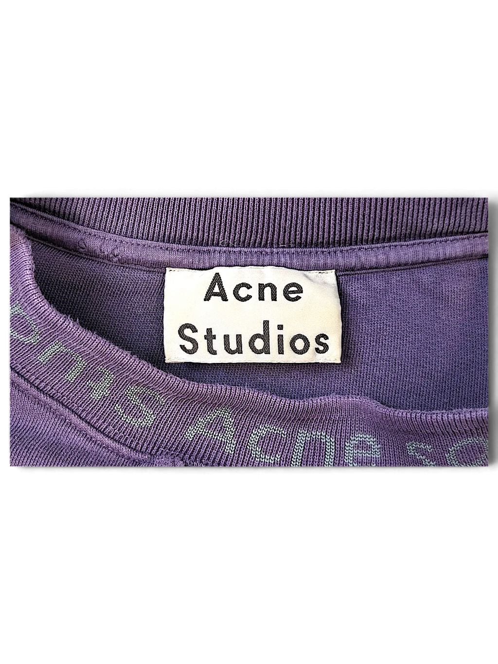 JAKE & IPI purple Acne Studios college sweatshirt featuring a branded ribbed collar and interior neck label