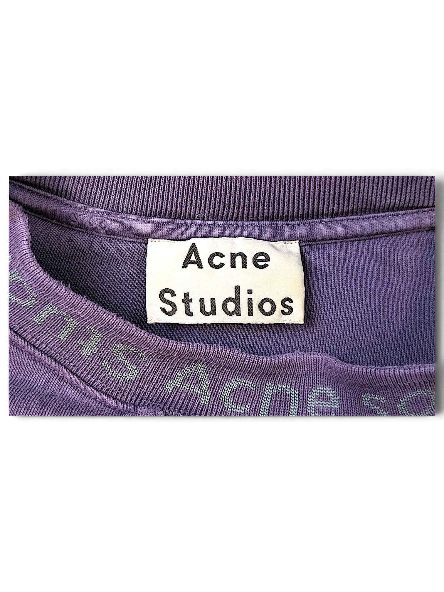 JAKE & IPI purple Acne Studios college sweatshirt featuring a branded ribbed collar and interior neck label