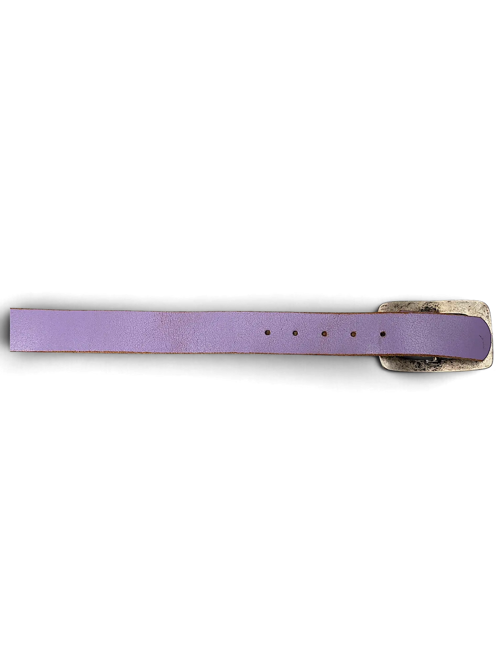 JAKE & IPI purple leather belt with a silver-toned rectangular buckle and metal clip attachment