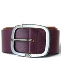 JAKE & IPI purple leather belt featuring a silver-tone metal buckle with edc branding