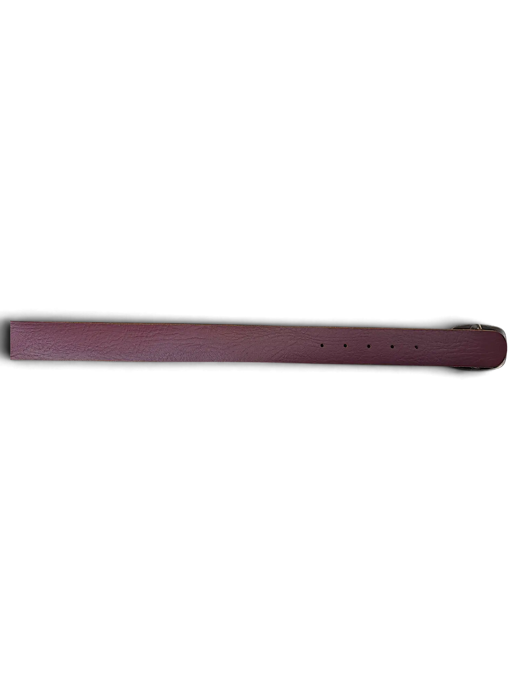 JAKE & IPI purple leather EDC belt with a metal buckle and attached brand tag against a black background