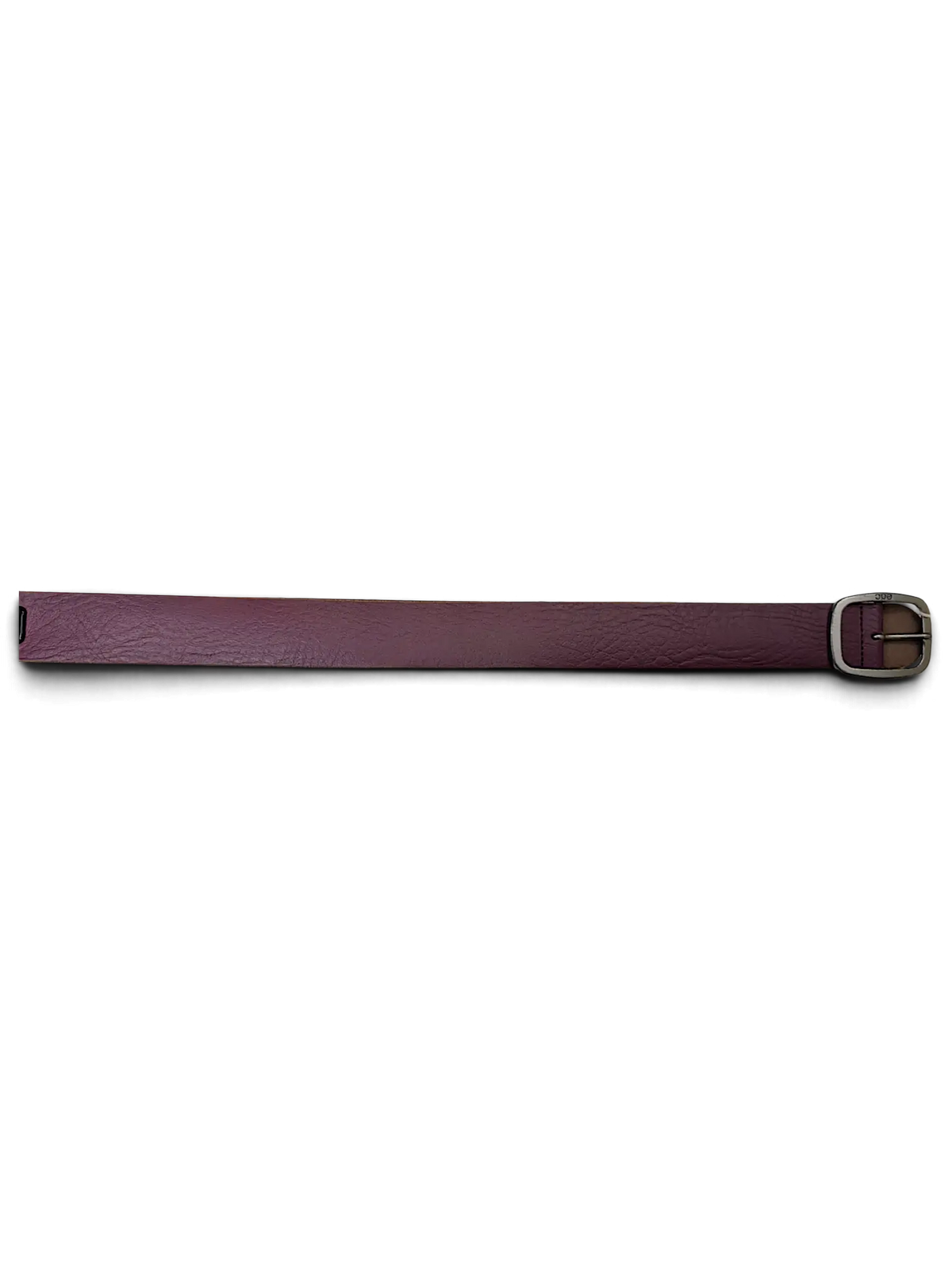 JAKE & IPI purple leather EDC belt with a rustic metal buckle against a black background