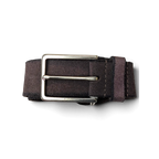 JAKE & IPI purple suede leather belt with a classic silver-toned metal buckle and stitched detailing