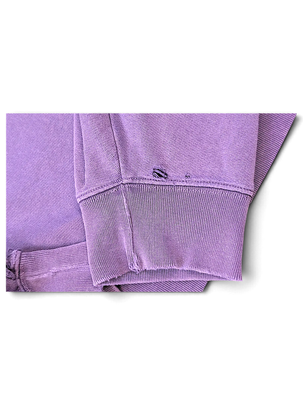 JAKE & IPI purple cotton sweatshirt sleeve with distressed ribbed cuff detail