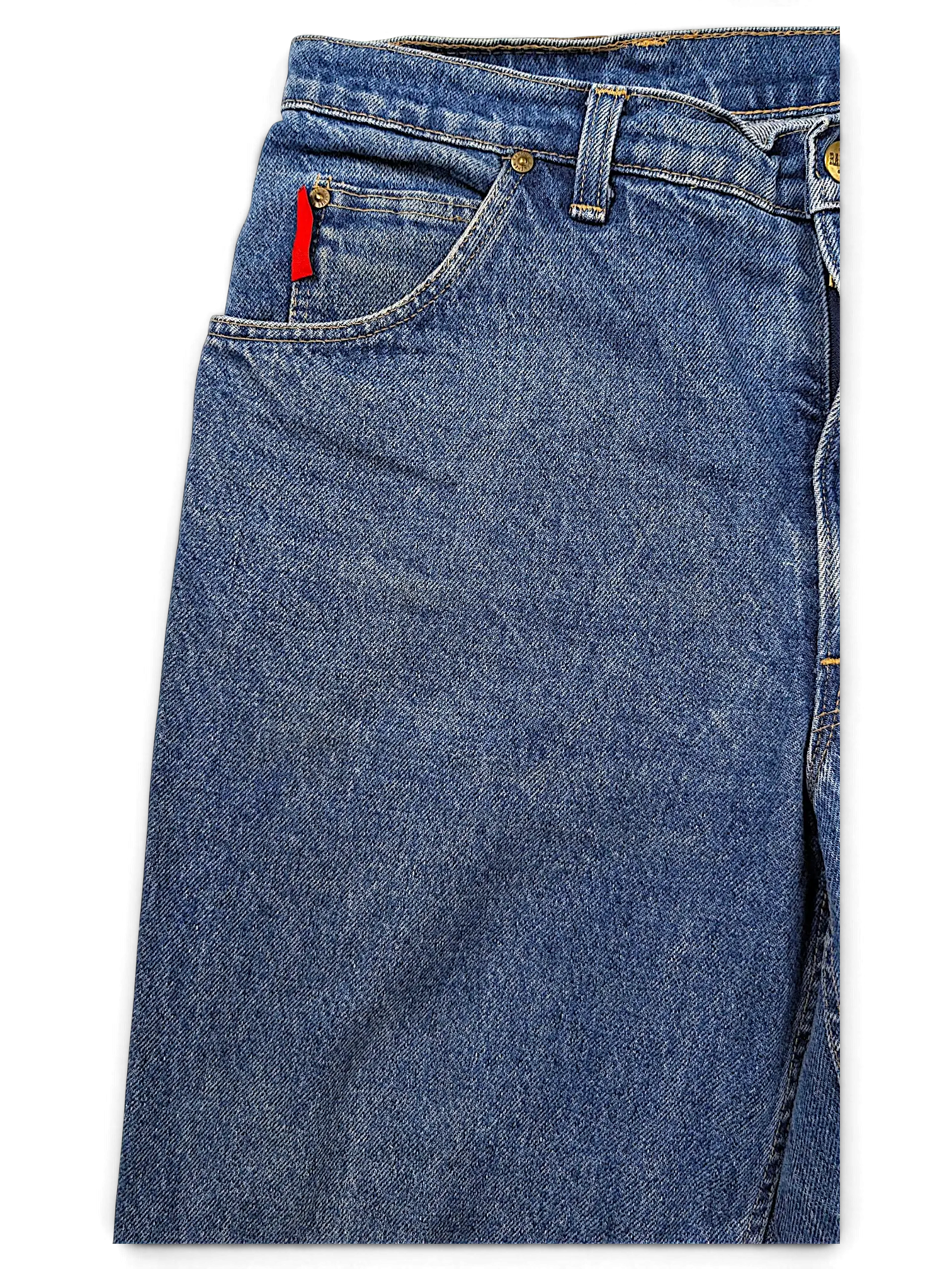 JAKE & IPI Rancher jeans in classic blue denim with a red pocket tab detail