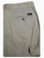 JAKE & IPI pre-owned Rappson light grey cotton cargo trousers with a buttoned back pocket and brand label detail.