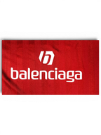 JAKE & IPI red Balenciaga x Adidas collaborative jersey with white logo branding on textured fabric