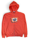 JAKE & IPI red Icecream zip hoodie with a graphic logo on the chest and a full-length front zipper.