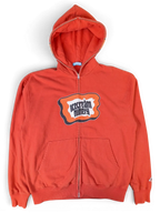 JAKE & IPI red Icecream zip hoodie with a graphic logo on the chest and a full-length front zipper.