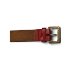 JAKE & IPI red leather belt featuring a gold-tone metal buckle and visible stitching details.