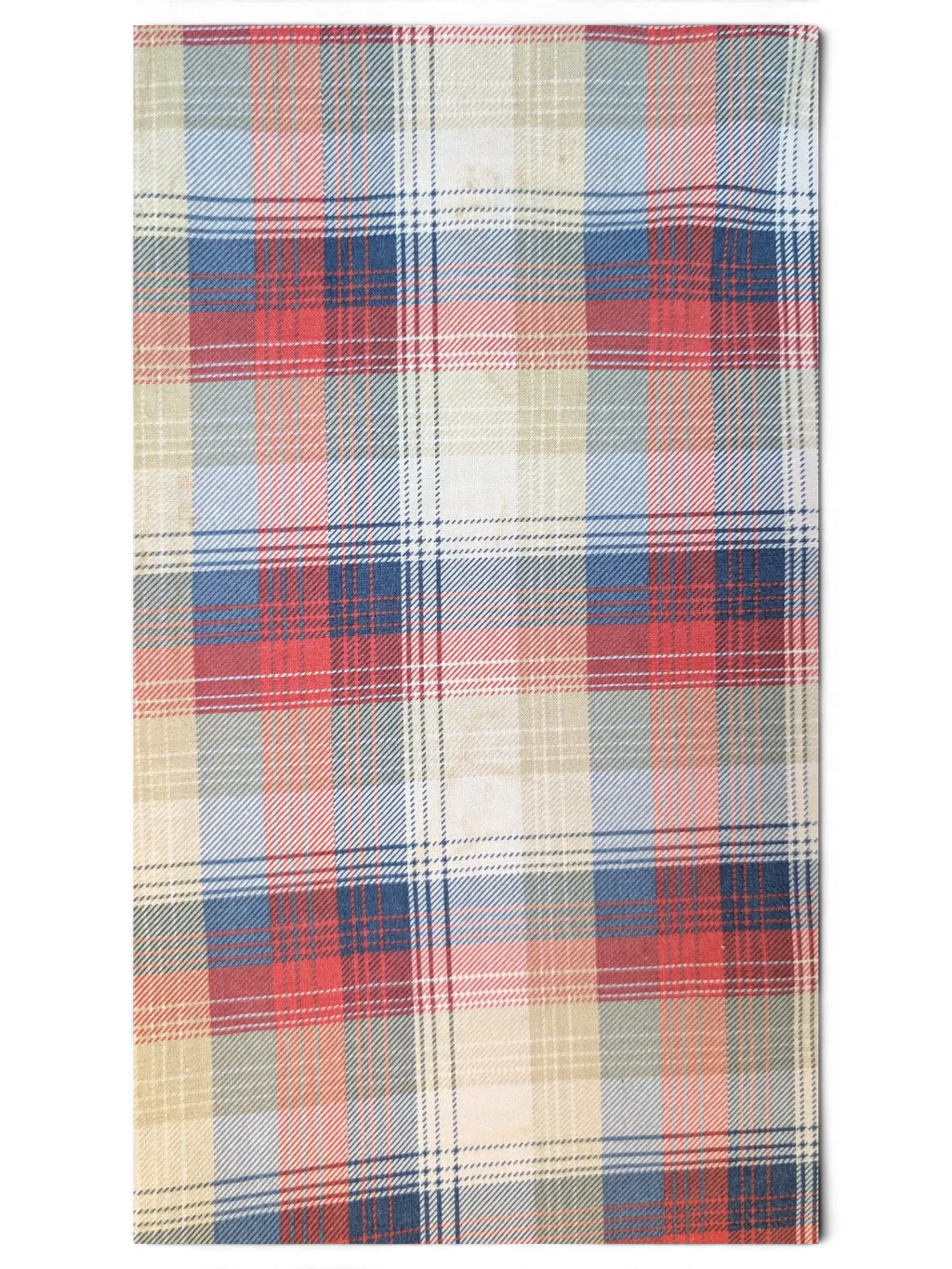JAKE & IPI Replay sleeveless western shirt featuring a red, beige, and blue plaid pattern with raw-cut armholes.