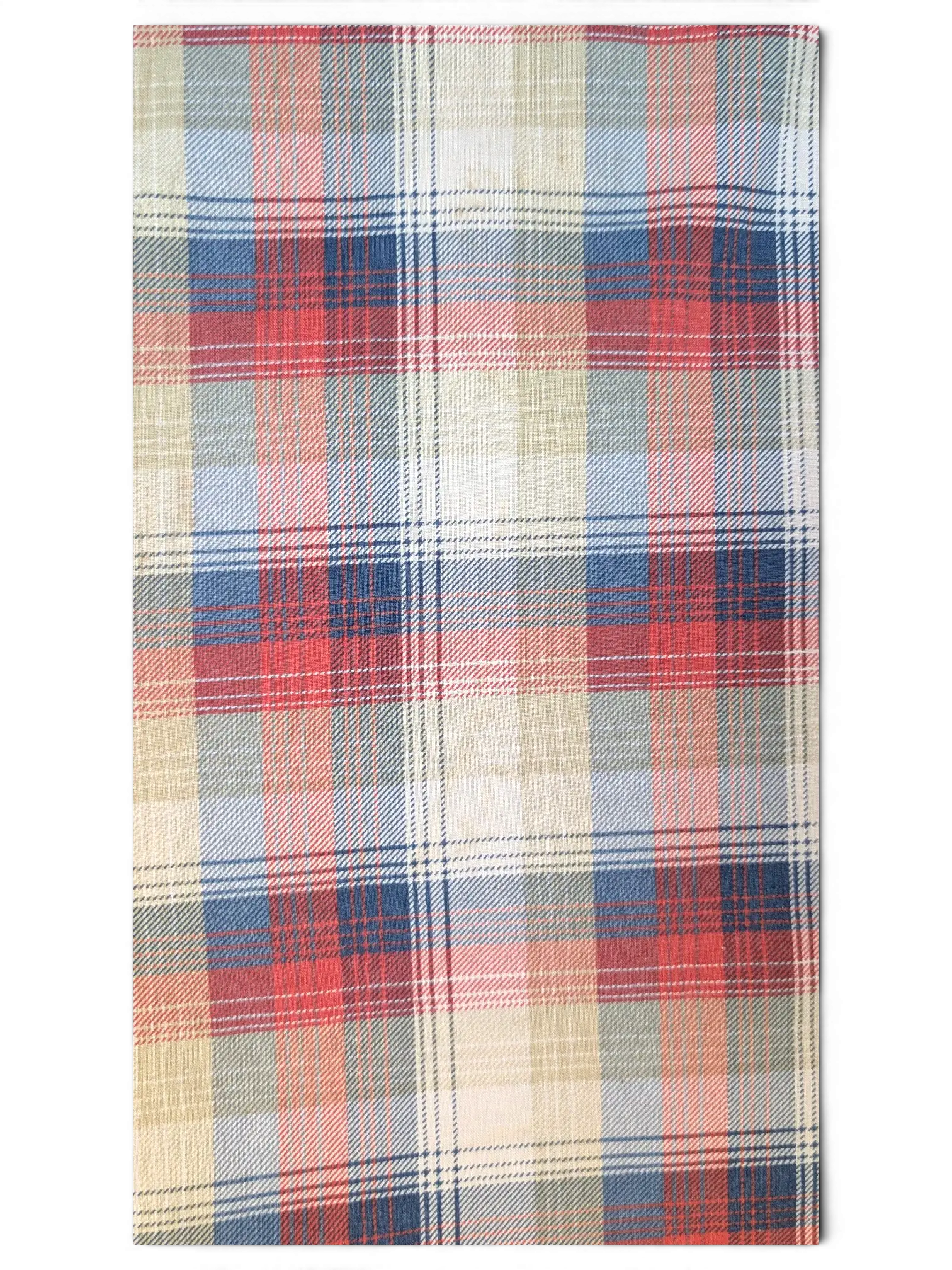 JAKE & IPI Replay sleeveless western shirt featuring a red, beige, and blue plaid pattern with raw-cut armholes.