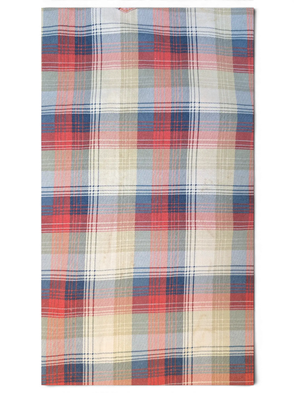 JAKE & IPI Replay sleeveless western shirt featuring a red, beige, and blue plaid pattern with textured fabric.