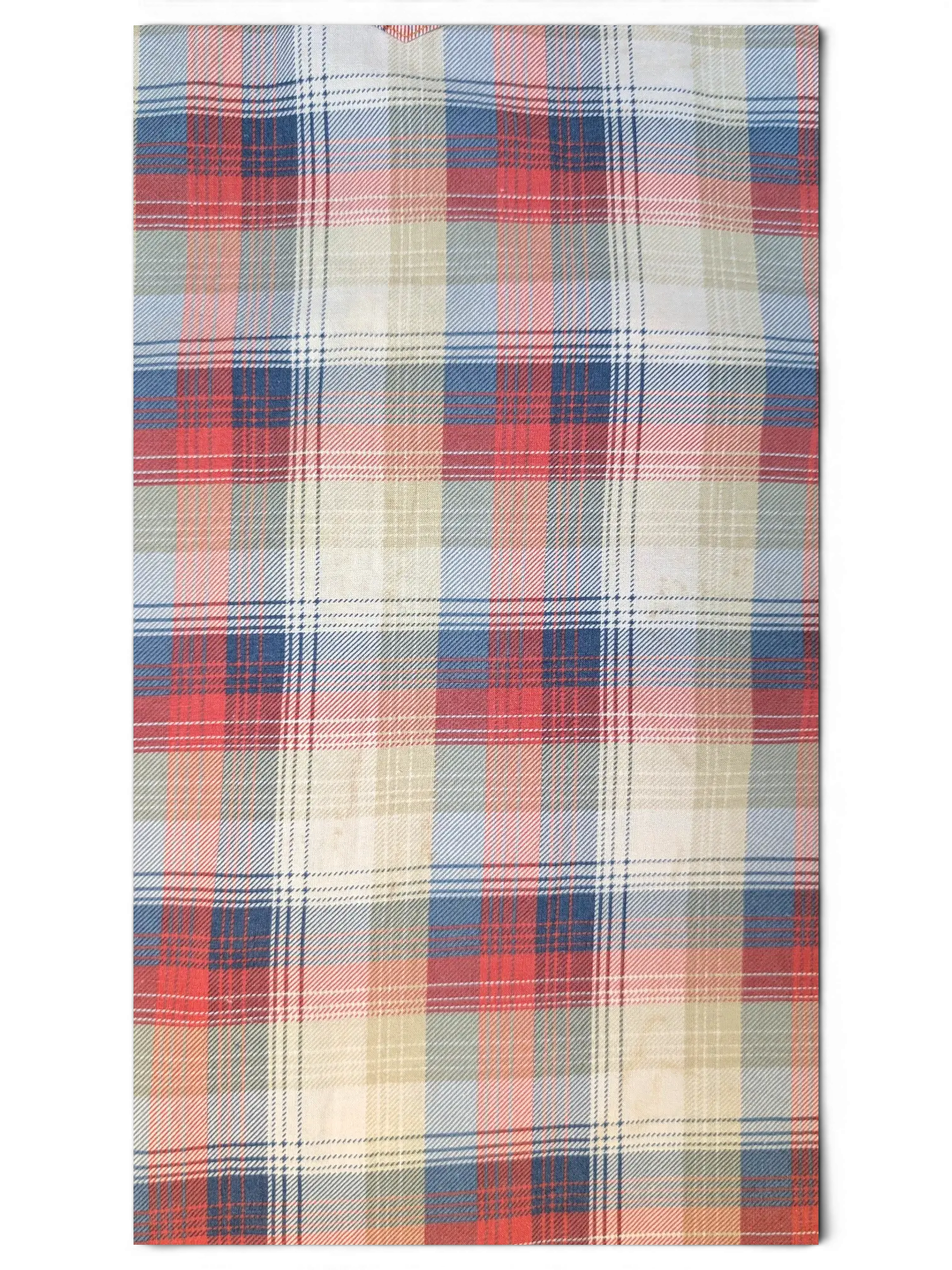 JAKE & IPI Replay sleeveless western shirt featuring a red, beige, and blue plaid pattern with textured fabric.