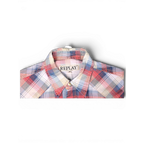 JAKE & IPI Replay sleeveless western shirt featuring a red, beige, and blue plaid pattern with a classic collar.