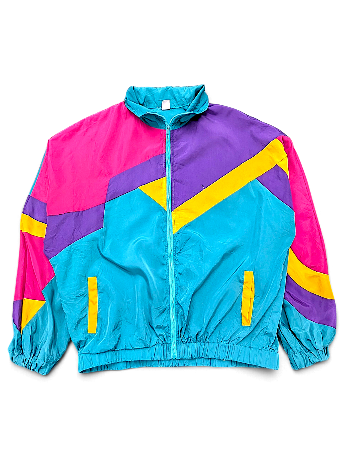 Vintage Multicolour Colourblock Windbreaker – M; front view (image 1 of 3).