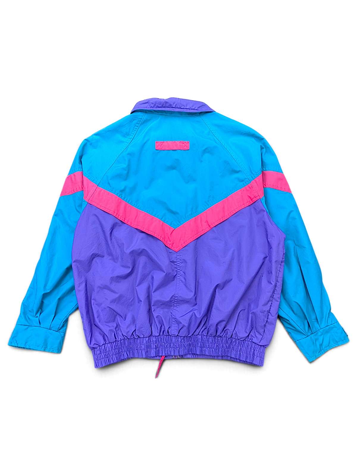 Vintage Blue Pink Colourblock Windbreaker – Estimated L; back view (image 2 of 2).