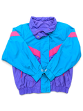 Vintage Blue Pink Colourblock Windbreaker – Estimated L; front view (image 1 of 2).