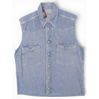 JAKE & IPI pre-owned Rifle blue denim sleeveless western shirt with snap buttons and two chest pockets