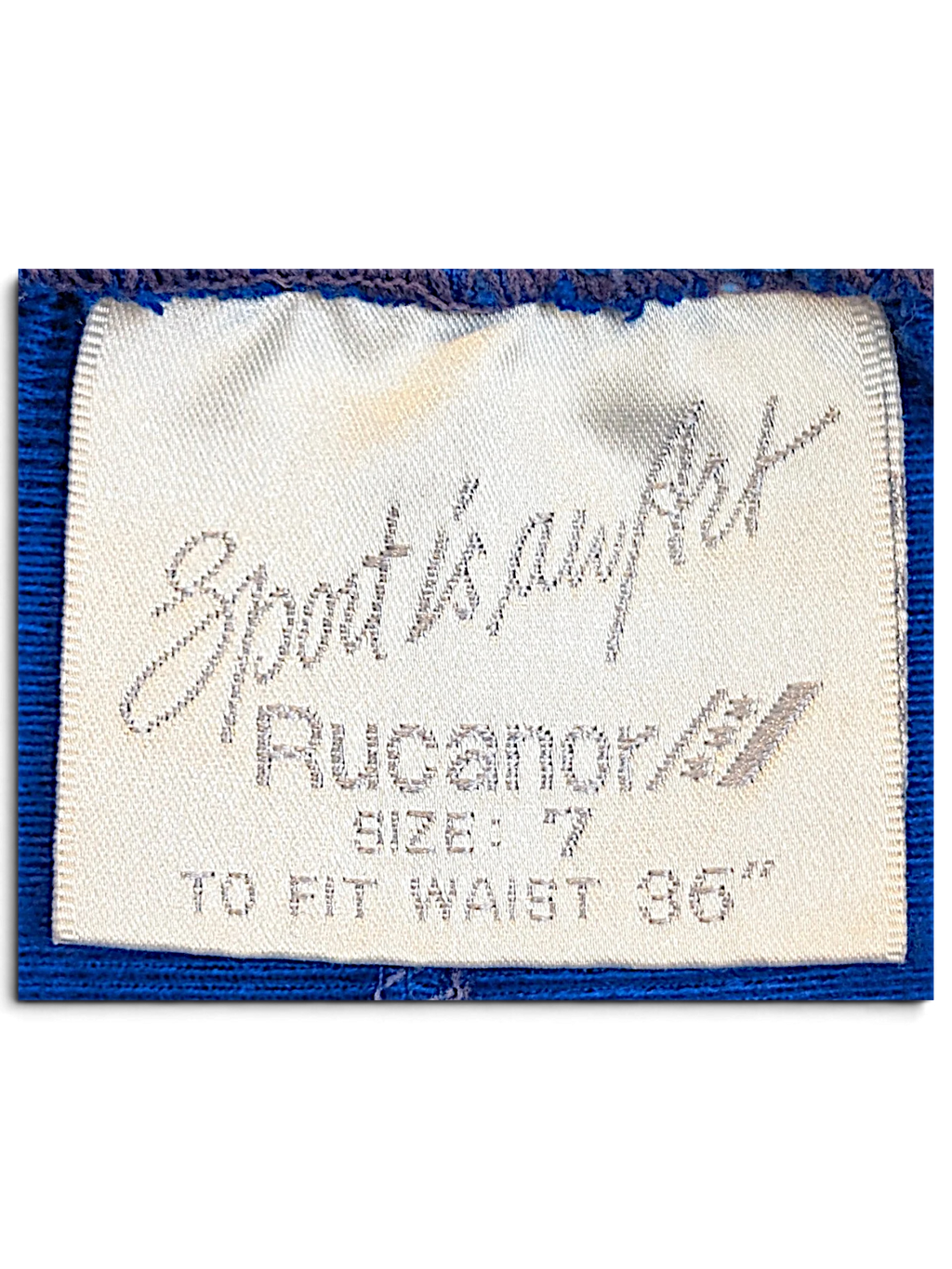 JAKE & IPI vintage Rucanor track pants size 7 clothing label in royal blue fabric